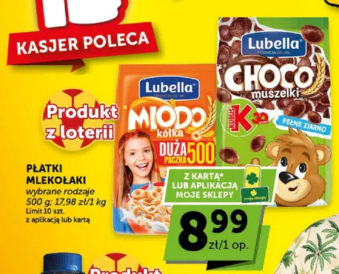 Płatki śniadaniowe Lubella Mlekołaki Choco muszelki promocja w ABC