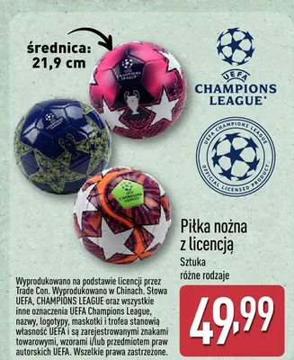 Piłka nożna z licencją UEFA Champions League promocja w Aldi