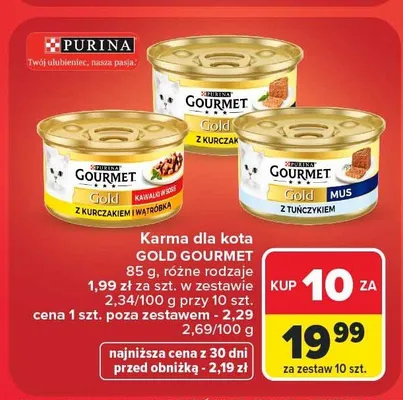 Karma dla kota Gourmet Gold kawałki w sosie z kurczakiem i wątróbką promocja w Carrefour