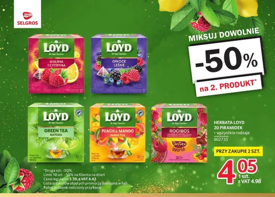 Herbata czarna Loyd Peach & Mango promocja w Selgros