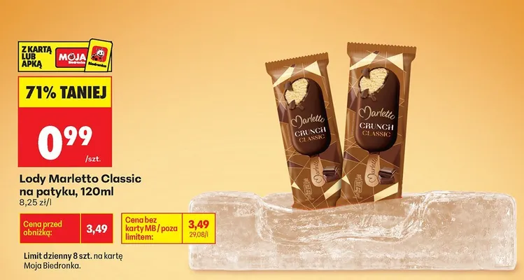 Lody Marletto Classic na patyku promocja w Biedronka