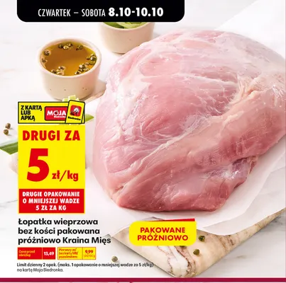 Łopatka wieprzowa bez kości pakowana próżniowo Kraina Mięs promocja w Biedronka