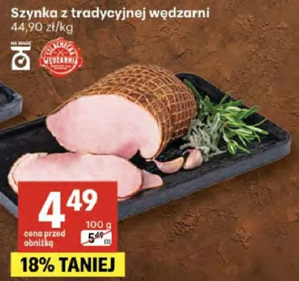 Szynka z tradycyjnej wędzarni promocja w Delikatesy Centrum