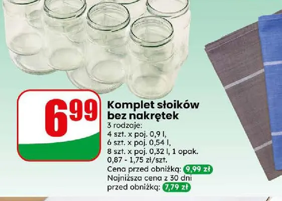 Komplet słoików bez nakrętek 6 szt. x poj. 0,54 l promocja w Dino