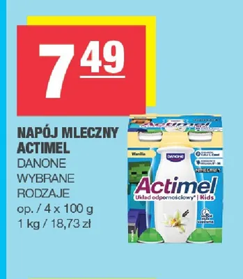 Napój mleczny Actimel Danone 4-pak promocja w SPAR