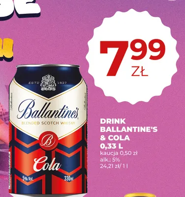 Drink Ballantine's & Cola promocja w Duży Ben