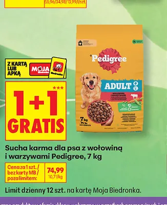 Sucha karma dla psa z wołowiną i warzywami Pedigree promocja w Biedronka