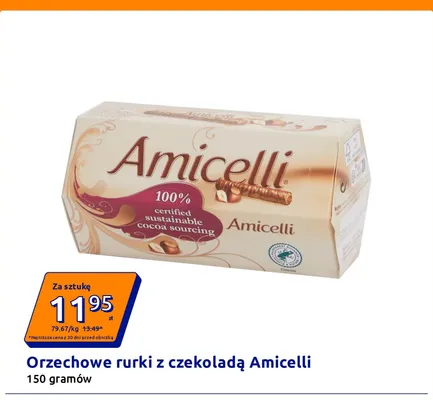 Orzechowe rurki z czekoladą Amicelli promocja w Action