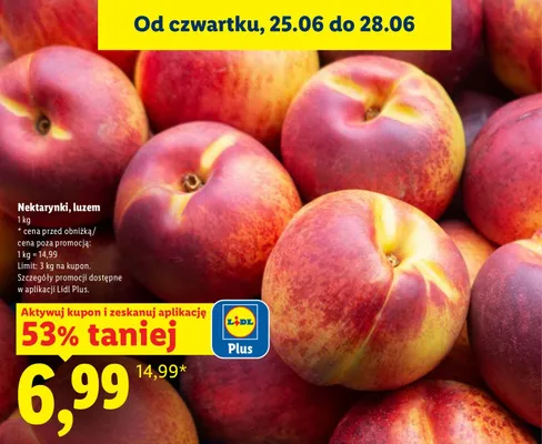 Nektarynki luzem promocja w Lidl