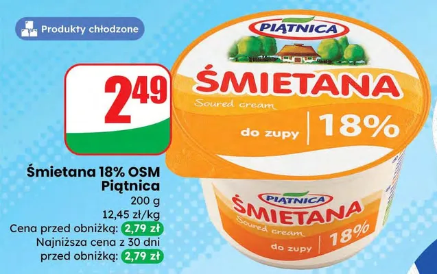 Śmietana 18% OSM promocja w Dino