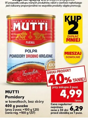 Pomidory w kawałkach bez skóry Mutti promocja w Kaufland