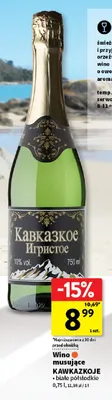 Wino musujące Kawkazkoje białe półsłodkie promocja w Intermarche