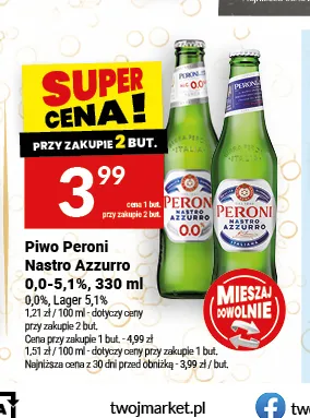 Piwo bezalkoholowe Peroni Nastro Azzurro promocja w Twój Market