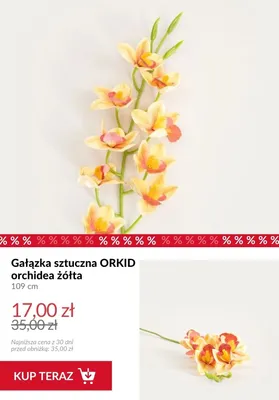 Gałązka sztuczna ORKID orchidea żółta 109 cm promocja w Homla