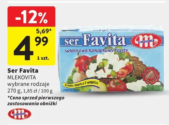 Ser Favita Mlekovita wybrane rodzaje promocja w Intermarche