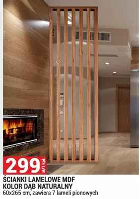 Ścianki lamelowe MDF kolor Dąb Naturalny promocja w Merkury Market