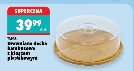 Drewniana deska bambusowa z kloszem plastikowym promocja w Biedronka Home