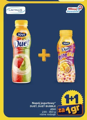 Napój jogurtowy Jovi Duet o smaku truskawka-kiwi promocja w Carrefour Market