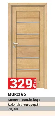 Drzwi Murcia 3 ramowa konstrukcja kolor dąb europejski promocja w Merkury Market