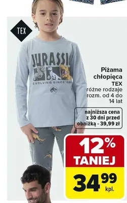 Piżama chłopięca różne rodzaje rozm. od 4 do 14 lat promocja w Carrefour