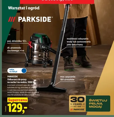 Odkurzacz do pracy na sucho i na mokro PARKSIDE 1200W promocja w Lidl