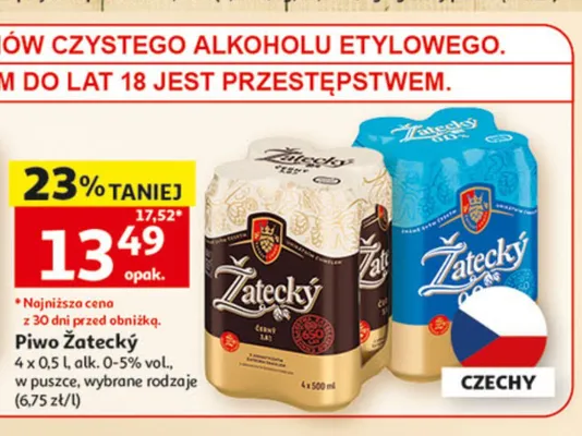 Piwo Žatecký Černý 4-pak promocja w Auchan