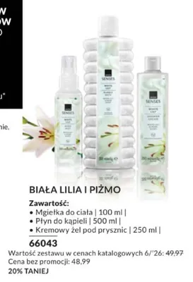 Zestaw kosmetyków Avon Senses Biała lilia i piżmo promocja w AVON