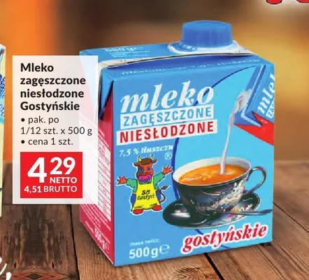 Mleko zagęszczone niesłodzone Gostyńskie promocja w Makro