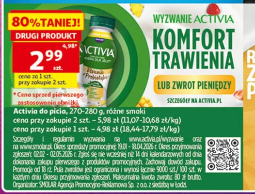 Activia picie, różnego rodzaju, smaki 200 g, 220 g – 280 g, różne smaki promocja w Auchan