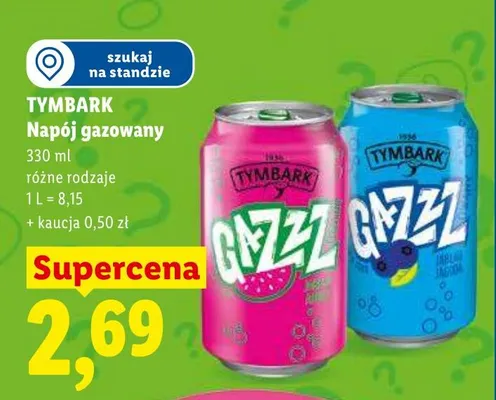 Napój gazowany Tymbark Gazzz jabłko-jagoda promocja w Lidl