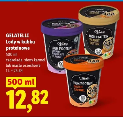Lody w kubku proteinowe Gelatelli słony karmel promocja w Lidl