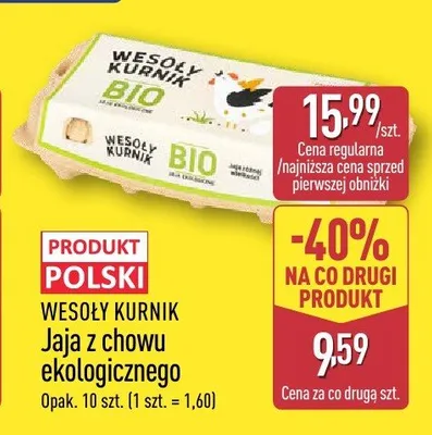 Jaja z chowu ekologicznego Wesoły Kurnik promocja w Aldi