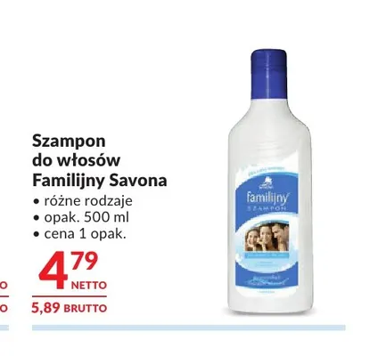 Szampon do włosów Familijny Savona promocja w Makro