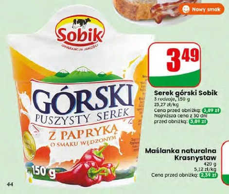 Serek puszysty Górski Sobik z papryką o smaku wędzonym promocja w Dino
