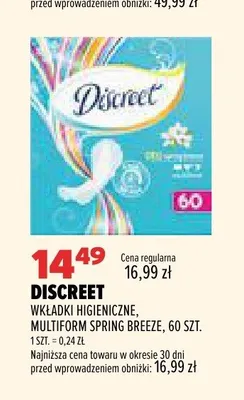 Wkładki higieniczne Discreet Multiform Spring Breeze promocja w Drogerie Natura