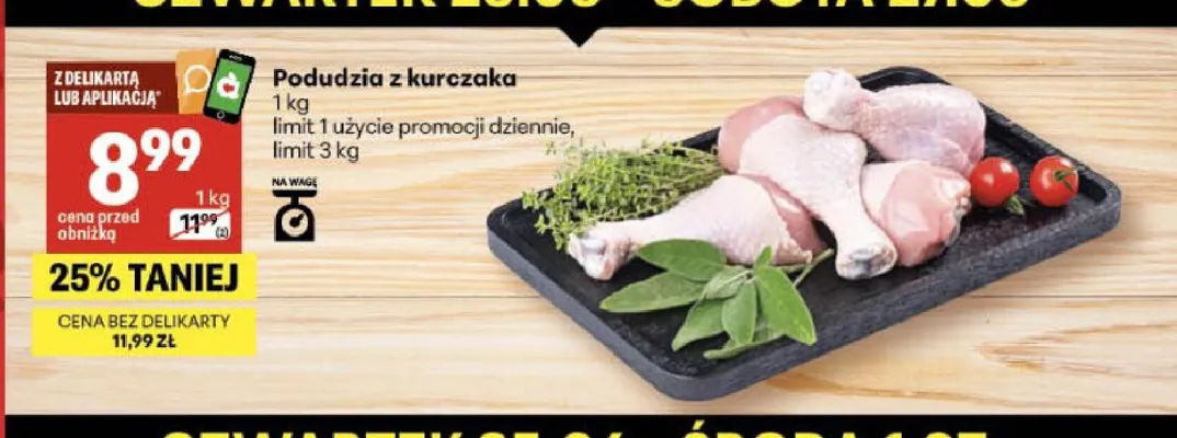 Podudzia z kurczaka promocja w Delikatesy Centrum