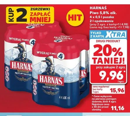Piwo Harnaś 4-pak 500 ml promocja w Kaufland