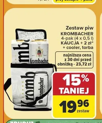 Zestaw piw Krombacher 4-pak z torbą termiczną promocja w Carrefour