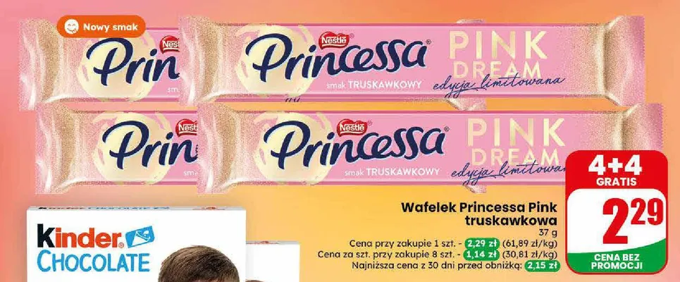 Wafelek Princessa Pink Dream truskawkowy promocja w Dino