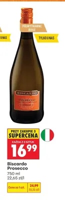 Wino musujące Biscardo Prosecco promocja w Biedronka