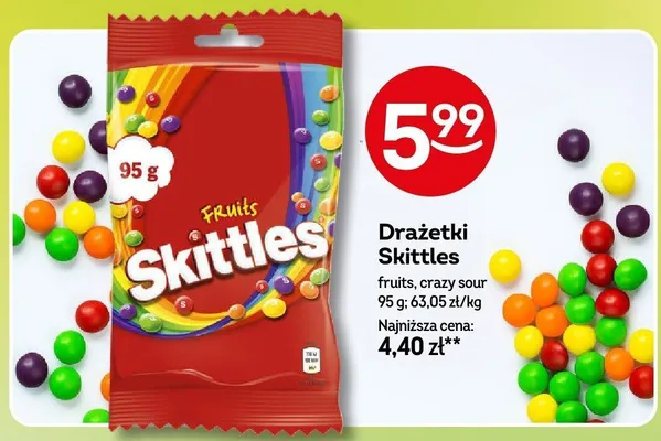 Drażetki Skittles Crazy Sour promocja w Żabka