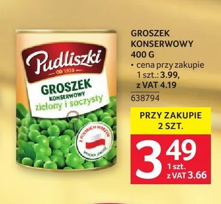 Groszek konserwowy Pudliszki promocja w Selgros