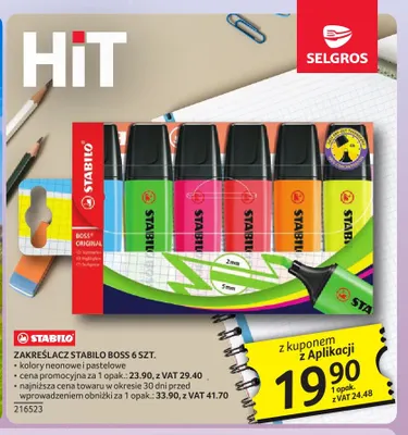 Zakreślacz Stabilo Boss 6 szt. promocja w Selgros