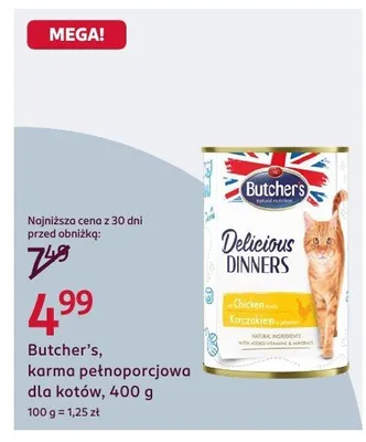 Karma pełnoporcjowa dla kotów Butcher's Delicious Dinners promocja w Rossmann