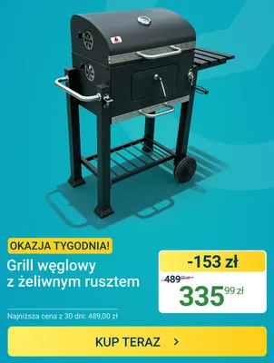 Grill węglowy z żeliwnym rusztem promocja w ERLI