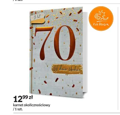 Karnet okolicznościowy 70 Pan Dragon promocja w Empik