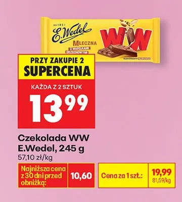 Czekolada WW mleczna promocja w Biedronka