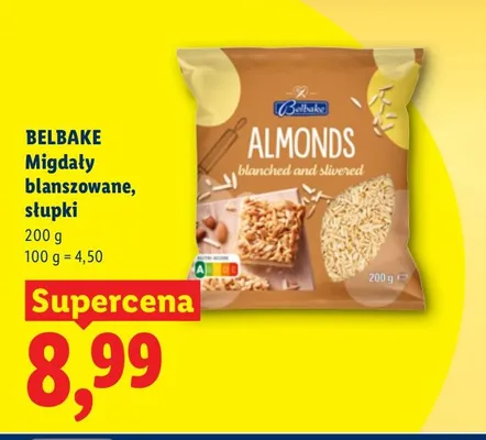 Migdały blanszowane, słupki promocja w Lidl