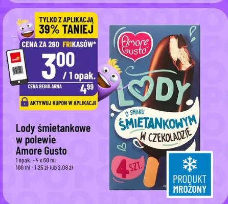Lody śmietankowe w polewie Amore Gusto promocja w POLOmarket