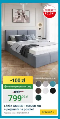Łóżko Amber 140x200 cm + pojemnik na pościel promocja w ERLI